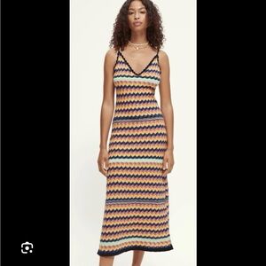 NWOT Cotton Chevron Multicolor Midi Knit Dress Size Medium Scotch & Soda